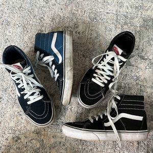 Set of 2 pairs vans SK8-HI women 6 mens 4.5 blue and black high